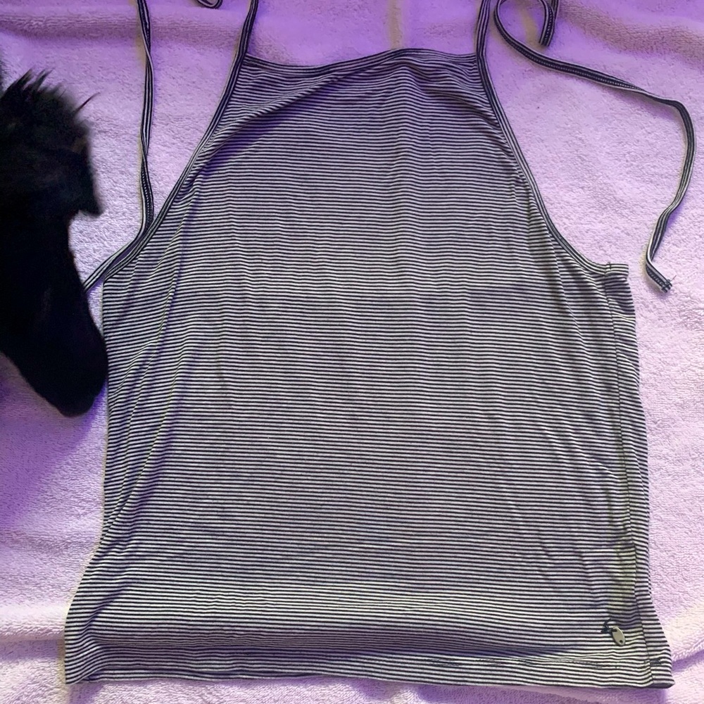 STRIPPED HALTER TANK TOP